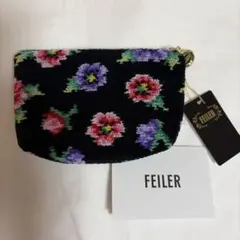 新品タグ付き　FEILER 花柄ポーチ ブラック日本製