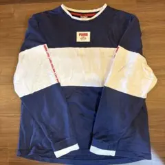 PUMA クルーネック スウェット ネイビー ホワイト XL
