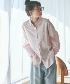 ニコアンド ポイント刺繍オックスシャツ