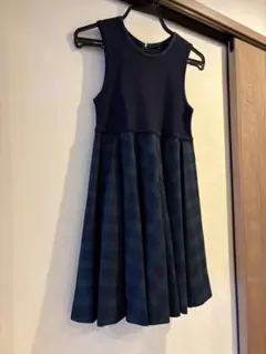 ネイビー チェック柄 ジャンバースカート