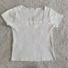 ★moussy ホワイト-スクエアネックリブトップスのサムネイル