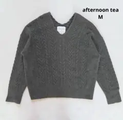 アフタヌーンティー UPRECTIONV ウール混 ネックケーブルニットセーター