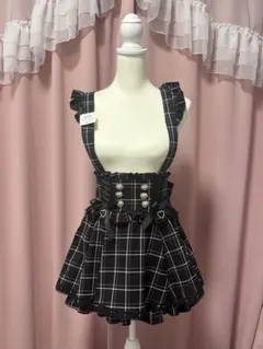 LIZLISA リズリサ レースアップサスペンダー付スカパン ブラック