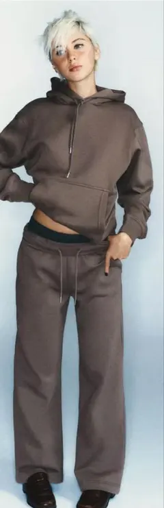 ZARA ザラ　ワイドレッグプラッシュジャージー地パンツ