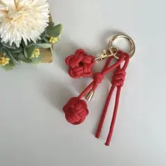 パラコード　キーホルダー　キーリング　レッド