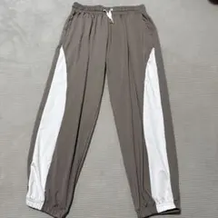 ブラウン/ホワイト サイドストライプ ジャージパンツ