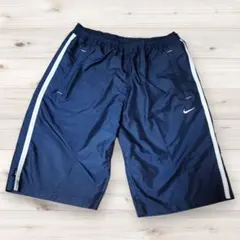 90s NIKE ナイロン ハーフパンツ ネイビー Lサイズ