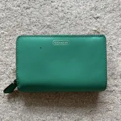 COACH 二つ折り財布 グリーン コンパクト
