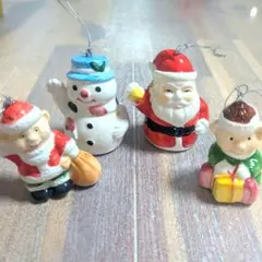 クリスマス　陶器のオーナメントセット　サンタクロース　レトロ　ヴィンテージ