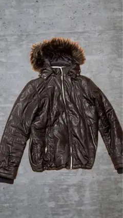 y2k お兄系　ファーダウン　ブラック　ドローコード付き