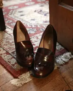 ALDO フリンジ ヒールローファー バーガンディのサムネイル