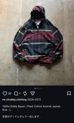 mr.chubby購入90〜00s Eddie Bauerコットン アノラックのサムネイル