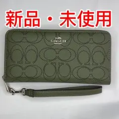 COACH 長財布 シグネチャー柄 グリーン - メルカリ