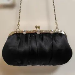 ハンドバッグ がま口 パーティー 結婚式 フォーマル レディース 黒 ブラック系