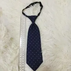 ネイビー ドット柄 ネクタイ 調整可能　キッズネクタイ