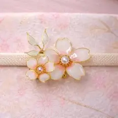 桜の帯留め ハンドメイド レジンフラワー 和装 着物用