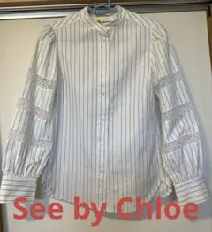 See by Chloe スタンドカラーシャツ クロエ ストライプ　シャツ　刺繍のサムネイル
