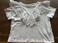 ZARA 白 フリルレーストップス 半袖