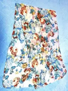 F92 W.B ピンク系クレープ花柄 ストール 幅46 × ￼長さ178cm大判