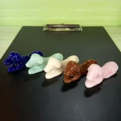 陶器製と思われる犬の形をした箸置き　5個セット　入船堂　カラフル　箸休め　箸枕