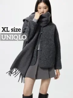 k0136 大きめサイズ UNIQLO ボアフリースリラックスカーディガン
