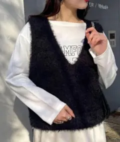 CIAOPANIC TYPY ミックスフェザーヤーンクロップド丈ベスト