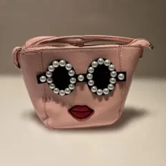 パール付きサングラスデザイン　ショルダーバッグ　ピンク