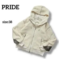 PRIDE　異素材ボアパーカー　キラキラライン　38　アイボリー