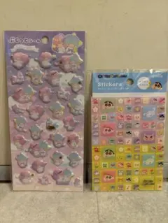 リトルツインスター　キキララ　ぷくぷくシール　クレヨンしんちゃんタイルシール