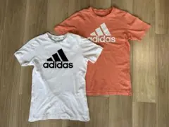 adidas Tシャツ 150cm ホワイト、オレンジ系の2枚セット