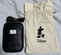 【新品】ミッキーマウス モバイルポシェット ブラック タグ付き