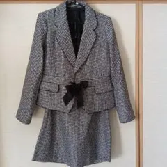 ツイードジャケット＆スカート（ボタン、リボン付き）セシール