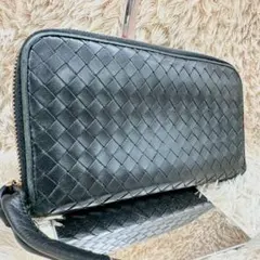 【美品】BOTTEGA VENETA 長財布 ブラック イントレチャートのサムネイル