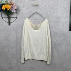 【美品古着】UNIQLO ニット セーター M アイボリー 無地 毛100％
