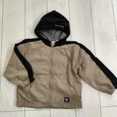 フード付きナイロンジャケット ベージュ×黒　アウター110