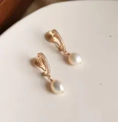 淡水 バロック パール イヤリング 上品 揺れる 痛くない 真珠 新品 卒業式