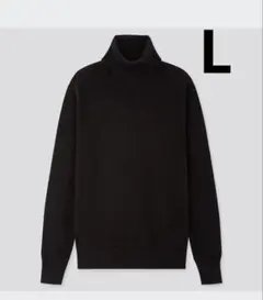 ユニクロ　UNIQLO カシミヤ100% 長袖タートルネックセーター　L 黒