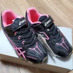ASICS 子供サイズ スニーカー 19cm ピンク&ブラック