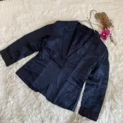 美品！K.TLINOジャケット(L)ネイビー　長袖　両肩薄い肩パットあり！