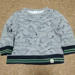 GAP 恐竜柄 長袖トレーナー グレー
