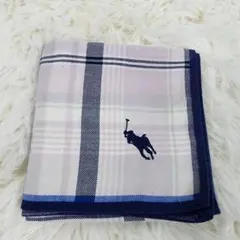 Polo Ralph Lauren チェック柄ハンカチ パープル 46×46cm
