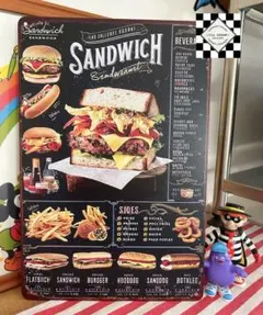 サンドイッチ② ブリキ看板　アメリカン雑貨　看板　アメリカンダイナー　ダイナー