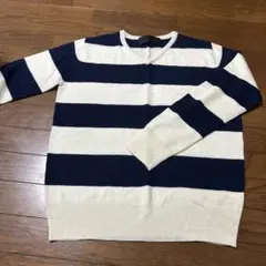 AD MIX ストライプセーター L ネイビー・ホワイト
