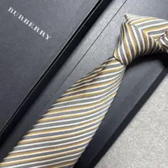 バーバリーロンドン　ネクタイ　オレンジ　白　ストライプ