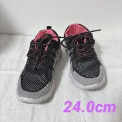【軽量・24cm】レディース ランニングシューズ ウォーキング ピンク ブラック