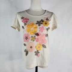美品 ヴィンテージ 花アップリケTシャツ パッチワーク 40 L