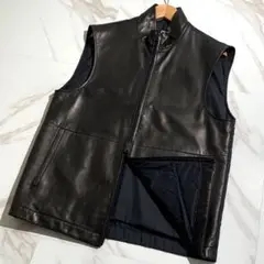 【極美品】HUGO BOSS ヒューゴボス ラムレザー 切替 ナイロンベスト