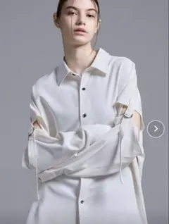 Loose ルース　ドレープトロミ 2WAY Dコードルーズシャツ　ホワイト