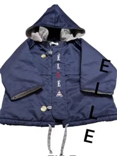 ELLE フード付きネイビーコート 身丈43cm 中綿入り