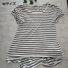 Mサイズ one way 半袖カットソー ストライプ 白黒